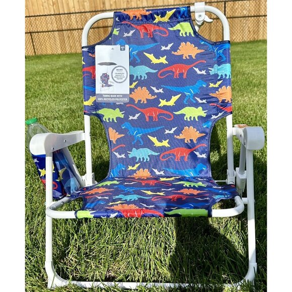 TOMMY BAHAMA Beach Chair Kids Ages 3-6 Blue Color Block Dino Camping Beach Pool - Picture 1 of 9